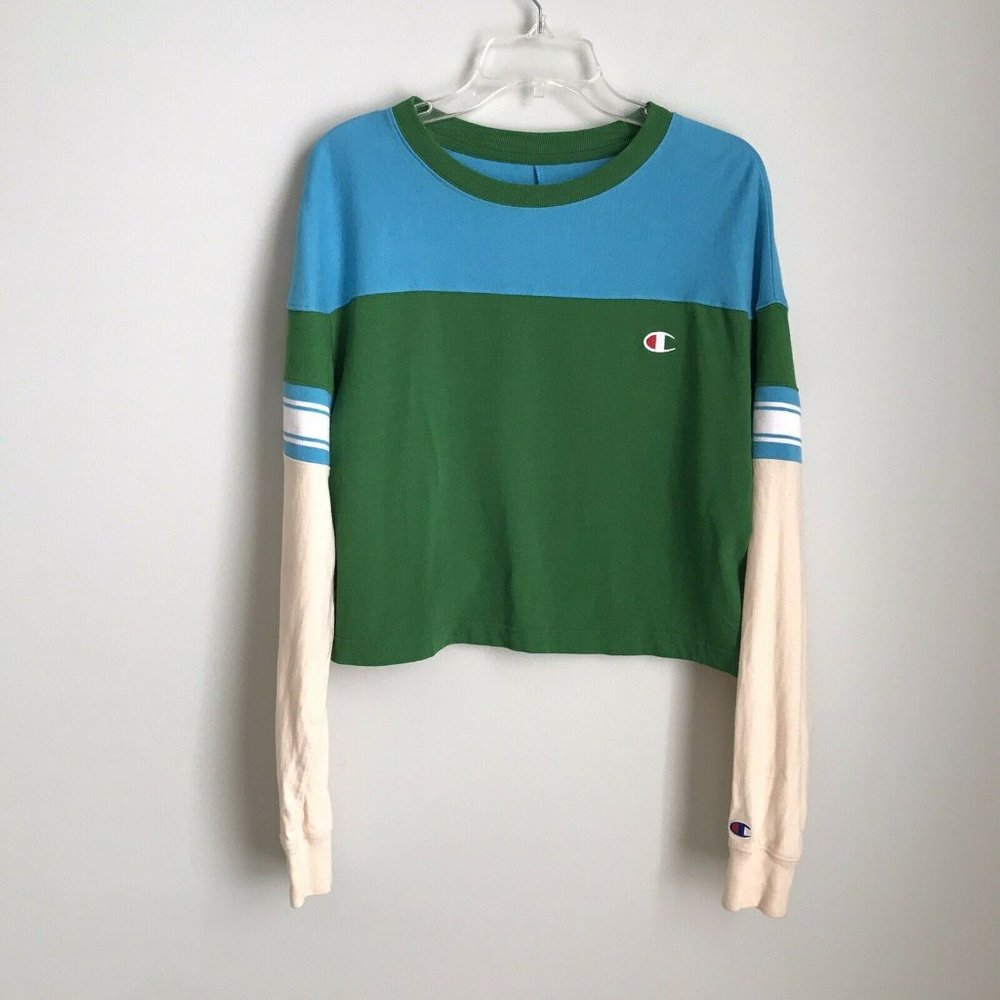 Champion Blue and Green Long Sleeve Tee